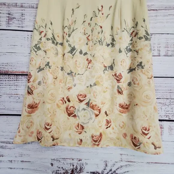 Petite Sophisticate Silk Floral Skirt Size 6 Muted Floral Roses Whimsy Fairycore - Picture 4 of 10